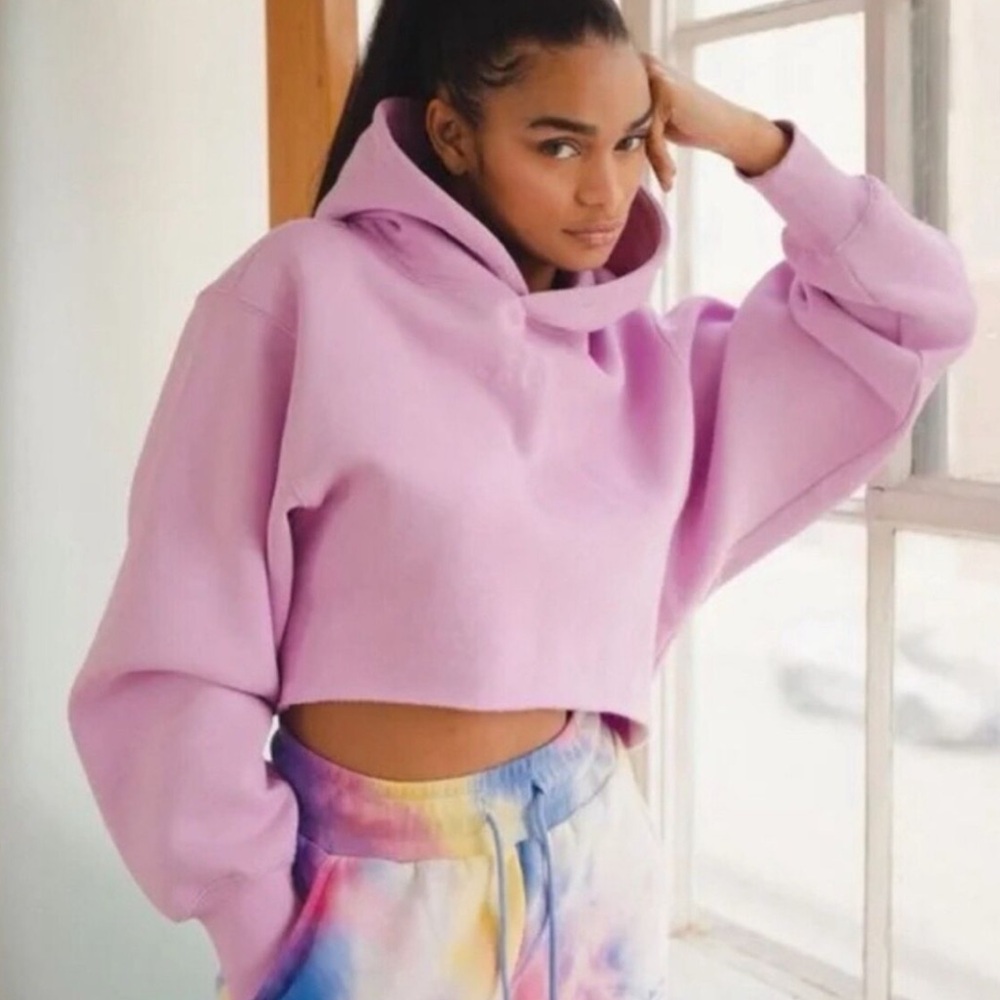 Pink Vitality Balance Athletica Affirmation Hoodie Size Large Oversized Cropped
